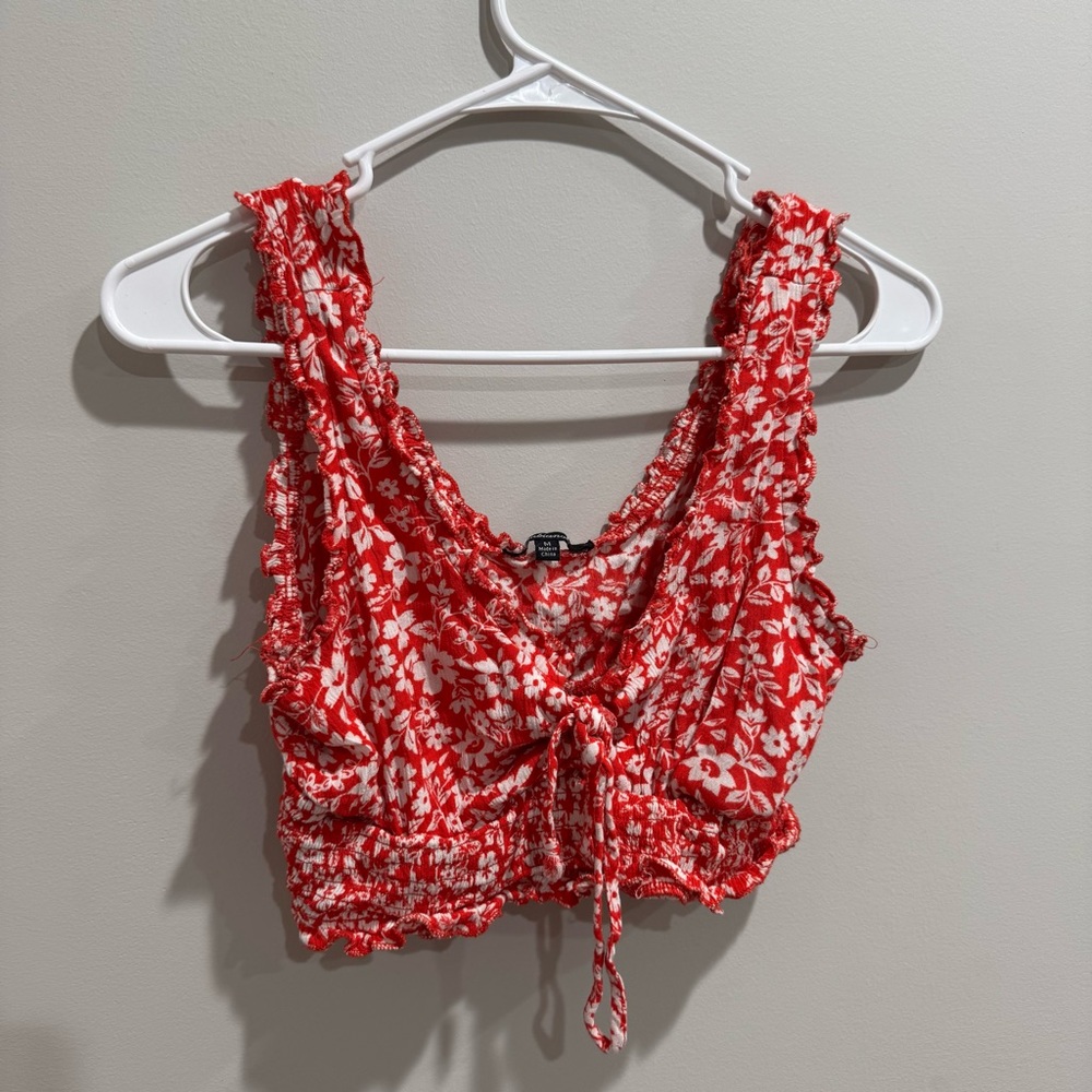 Red floral tank